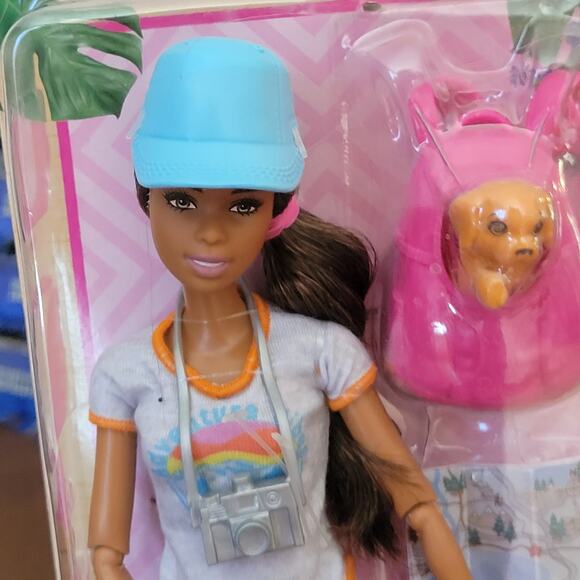 Barbie Hiking Doll Brunette with Puppy & 9 Accessories Including Backpack New - Picture 12 of 15